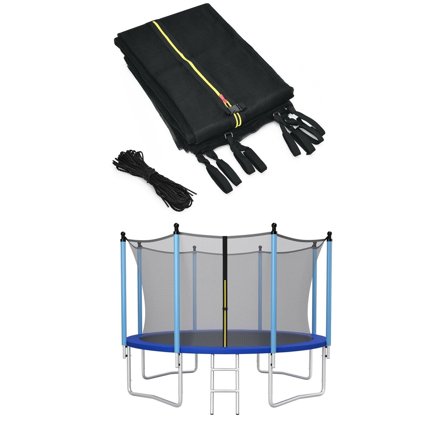 12Ft Replacement Weather-Resistant Trampoline Safety Enclosure Net, Black Trampoline Accessories   at Gallery Canada