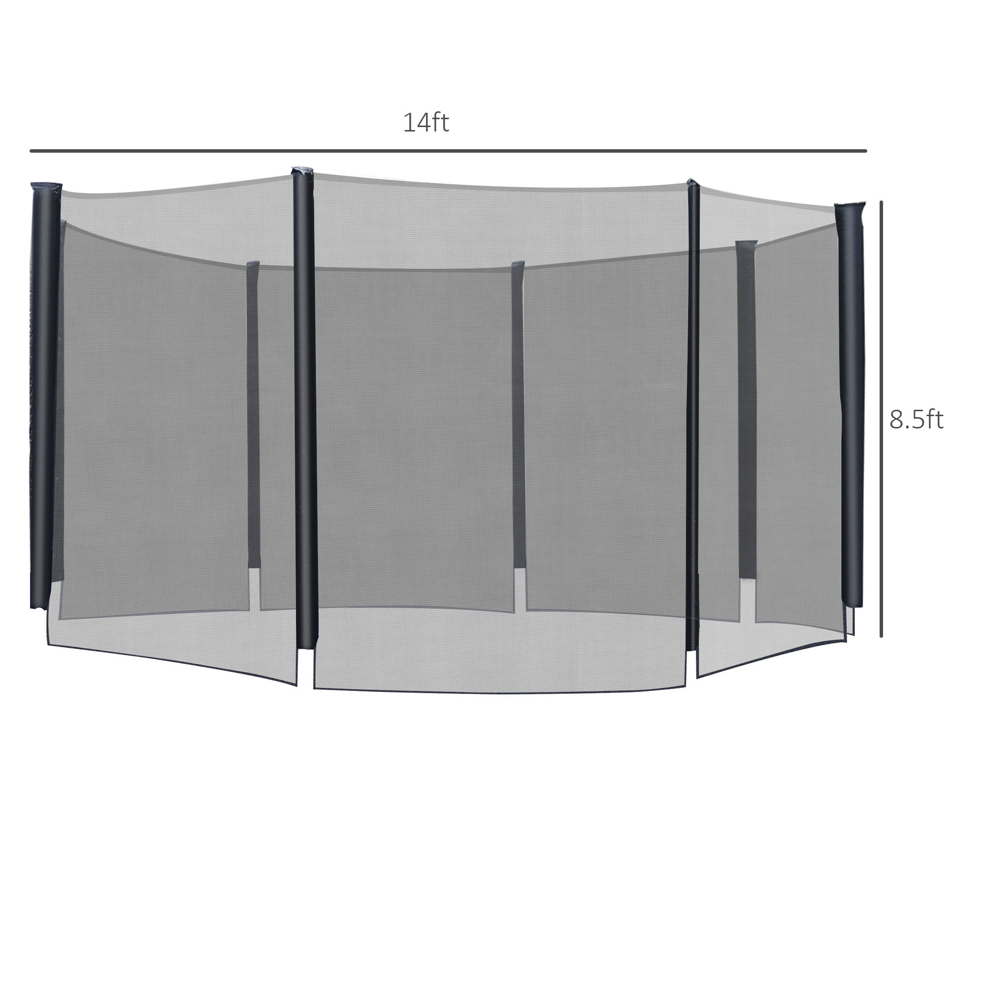 12FT Trampoline Net Enclosure Trampolining Bounce Safety Accessories w/ 8 Poles (Net Enclosure Only), Black Trampolines   at Gallery Canada