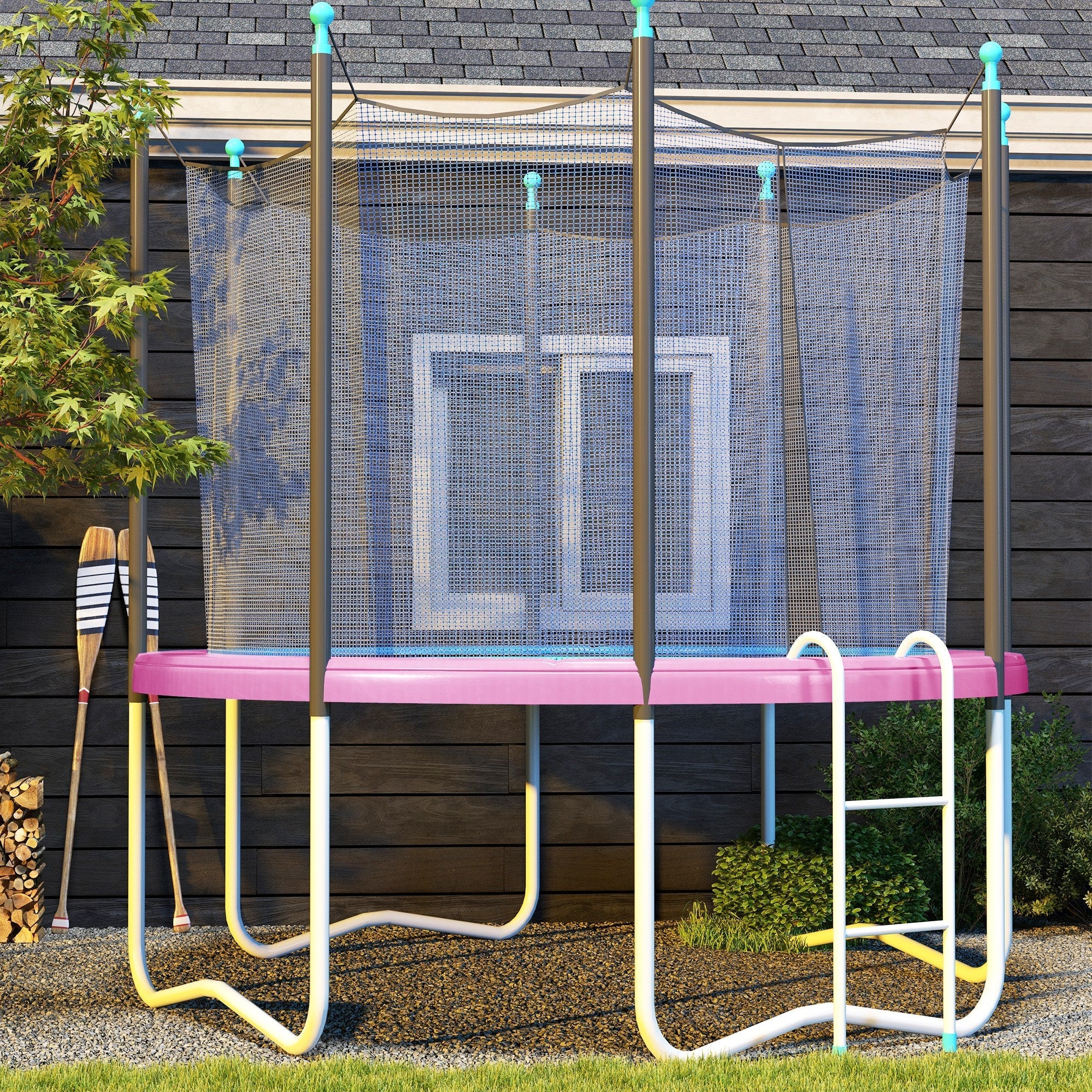 12FT Trampoline Spring Cover, Trampoline Pad Replacement, Waterproof and Tear-Resistant, All-Weather Trampoline Accessories, No Holes for Poles, Pink Trampolines   at Gallery Canada