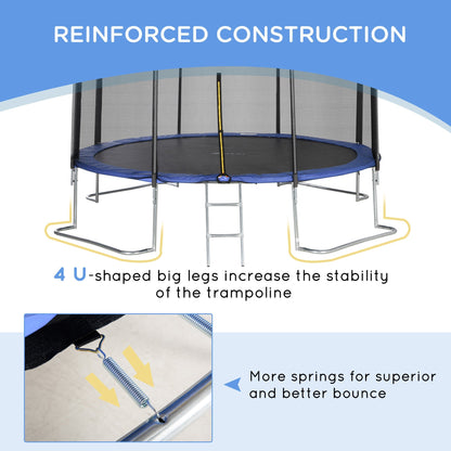 12ft Trampoline with Safety Enclosure Net and Non-Slip Ladder for Kids, Teens and Adults Indoor and Outdoor Use, Blue Trampolines   at Gallery Canada