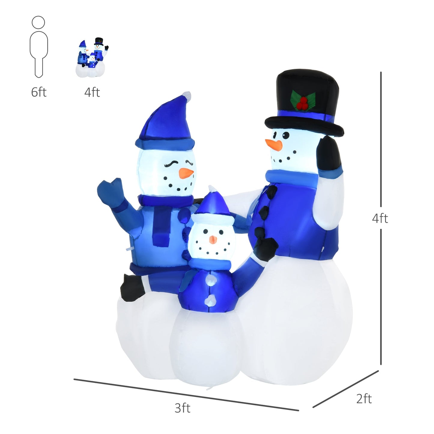 1.2M Tall Large LED Lighted Christmas Inflatable Snowmen Family Outdoor Indoor Holiday Decorations Christmas Inflatables   at Gallery Canada