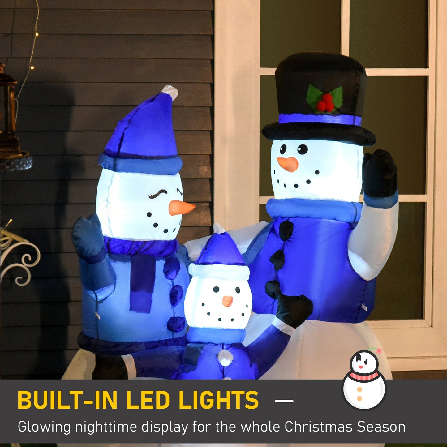 1.2M Tall Large LED Lighted Christmas Inflatable Snowmen Family Outdoor Indoor Holiday Decorations Christmas Inflatables   at Gallery Canada