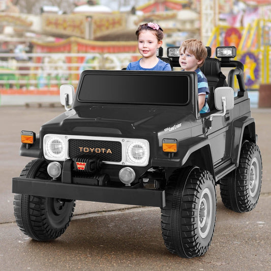 12V 2-Seat Licensed Kids Ride On Toyota FJ40 Car with 2.4G Remote Control, Black Powered Ride On Toys   at Gallery Canada