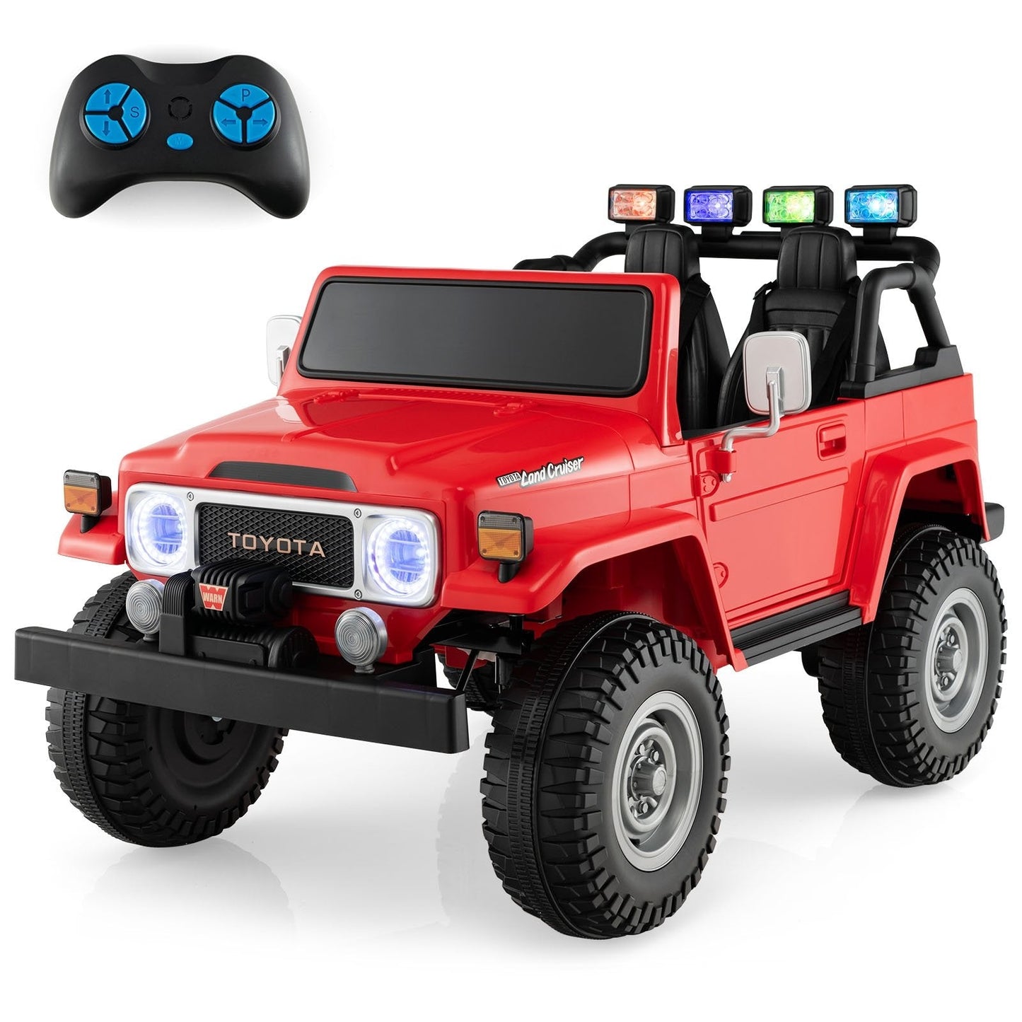 12V 2-Seat Licensed Kids Ride On Toyota FJ40 Car with 2.4G Remote Control, Red Powered Ride On Toys   at Gallery Canada