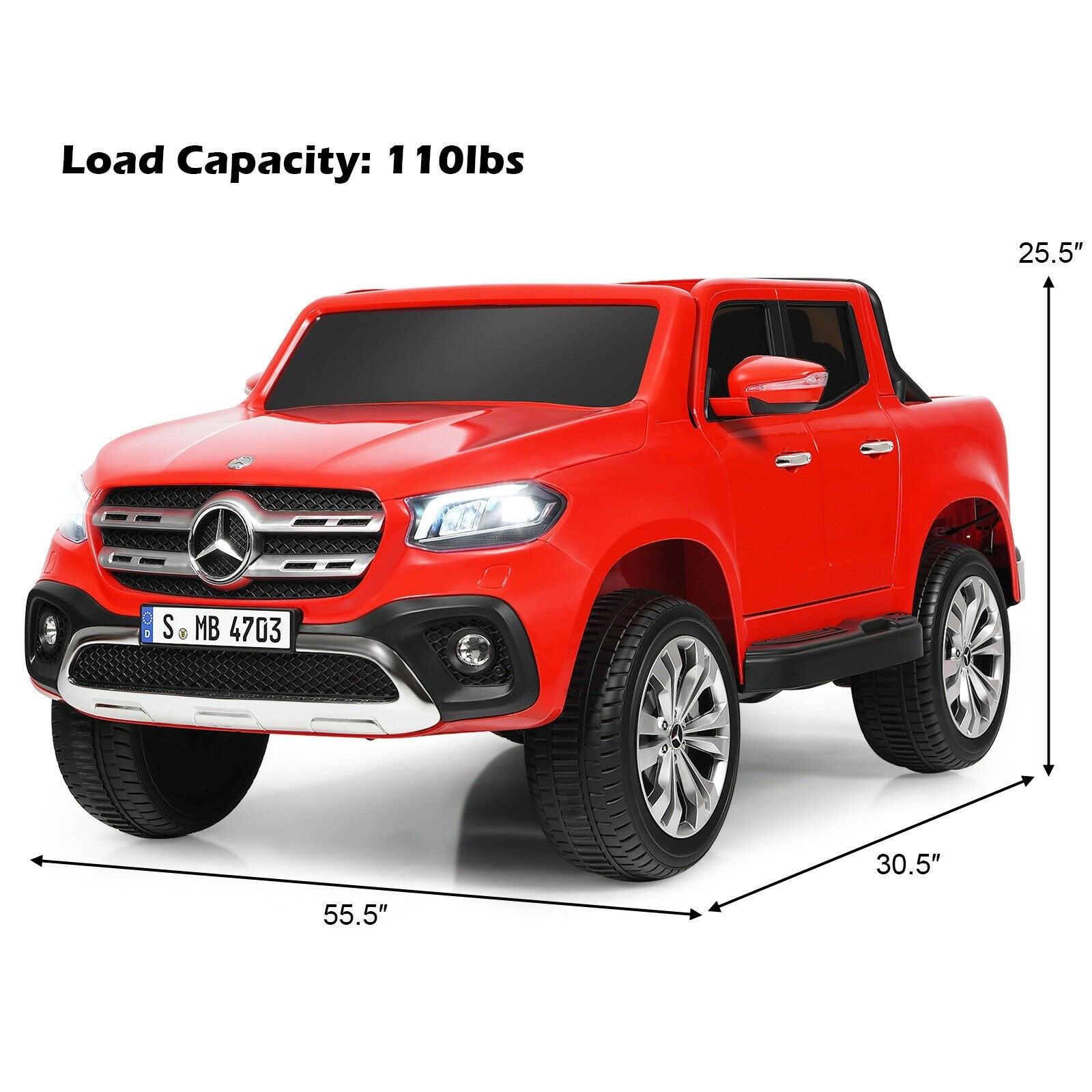 12V 2-Seater Kids Ride On Car Licensed Mercedes Benz X Class RC with Trunk, Red Powered Ride On Toys   at Gallery Canada