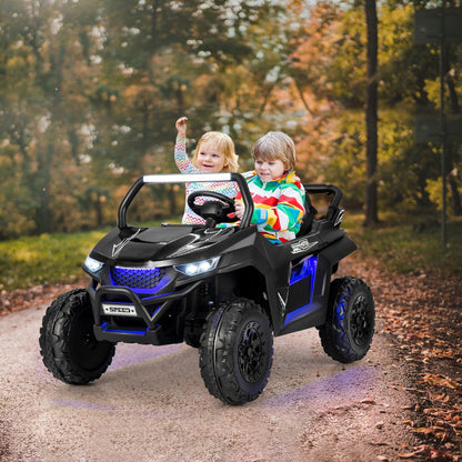 12V 2-Seater Kids Ride on UTV with Slow Start Function Music, Black Powered Ride On Toys   at Gallery Canada