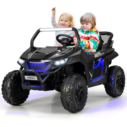 12V 2-Seater Kids Ride on UTV with Slow Start Function Music, Black Powered Ride On Toys   at Gallery Canada