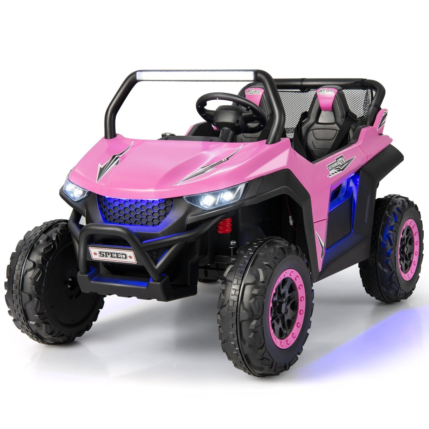 12V 2-Seater Kids Ride on UTV with Slow Start Function Music, Pink Powered Ride On Toys   at Gallery Canada