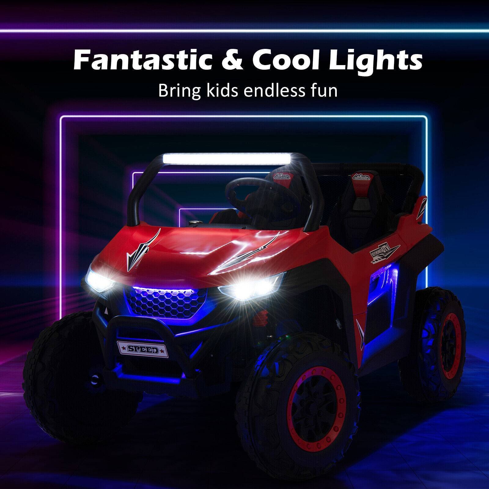 12V 2-Seater Kids Ride on UTV with Slow Start Function Music, Red Powered Ride On Toys   at Gallery Canada