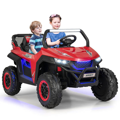 12V 2-Seater Kids Ride on UTV with Slow Start Function Music, Red Powered Ride On Toys   at Gallery Canada