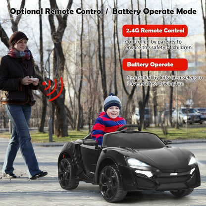 12V 2.4G RC Electric Vehicle with Lights, Black Powered Ride On Toys   at Gallery Canada