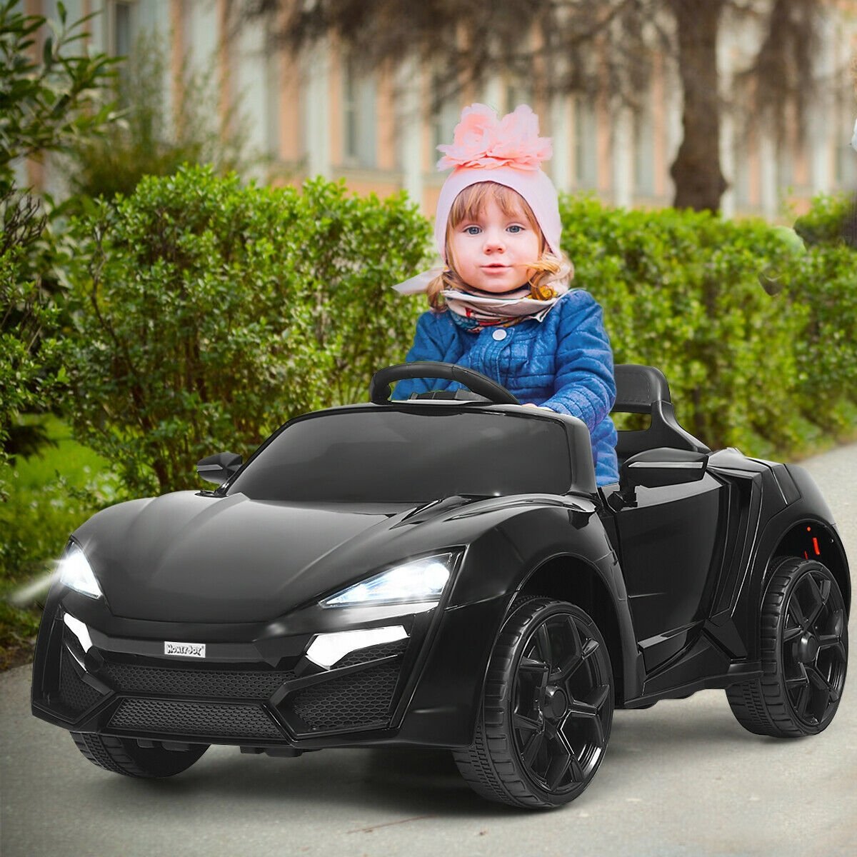 12V 2.4G RC Electric Vehicle with Lights, Black Powered Ride On Toys   at Gallery Canada