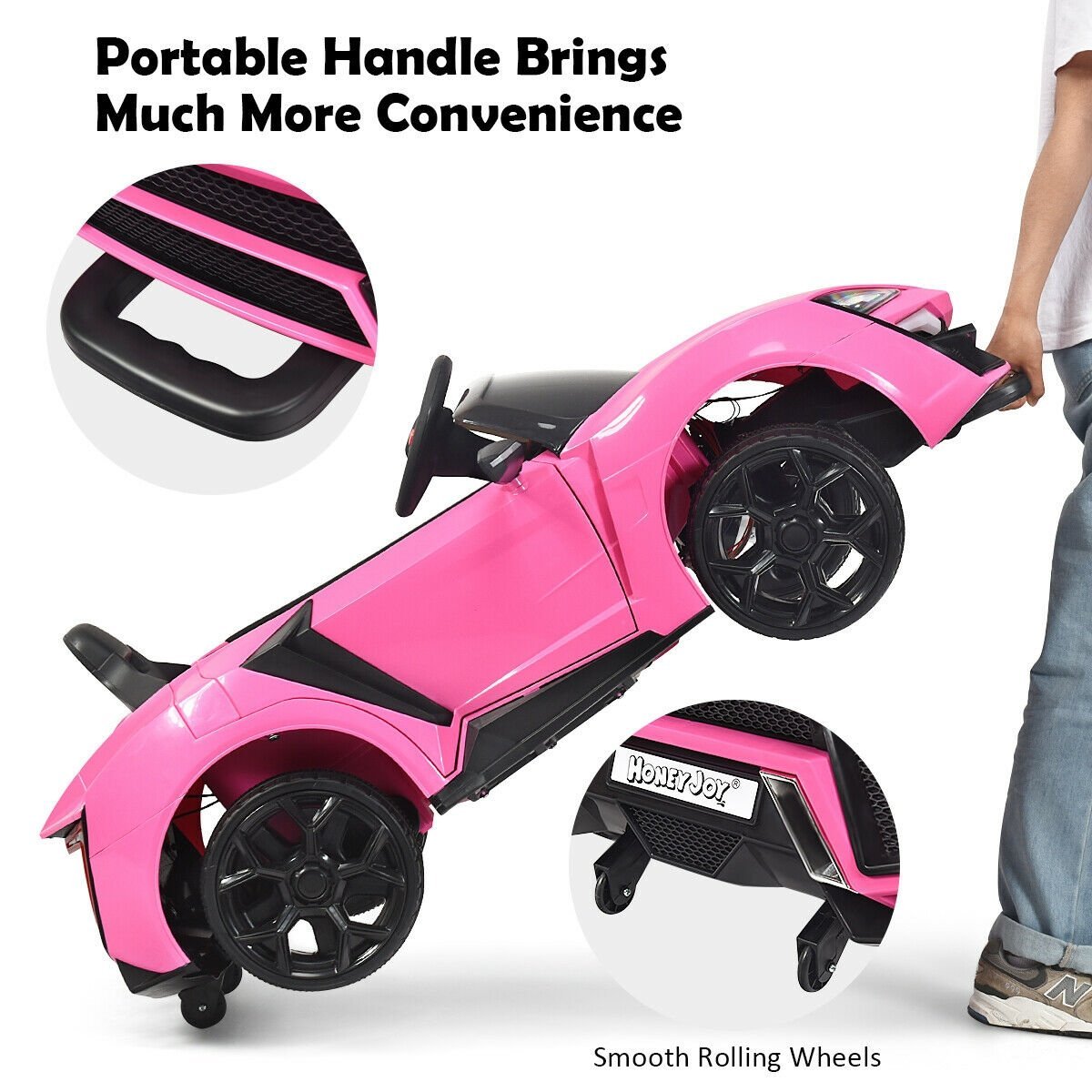 12V 2.4G RC Electric Vehicle with Lights, Pink Powered Ride On Toys   at Gallery Canada