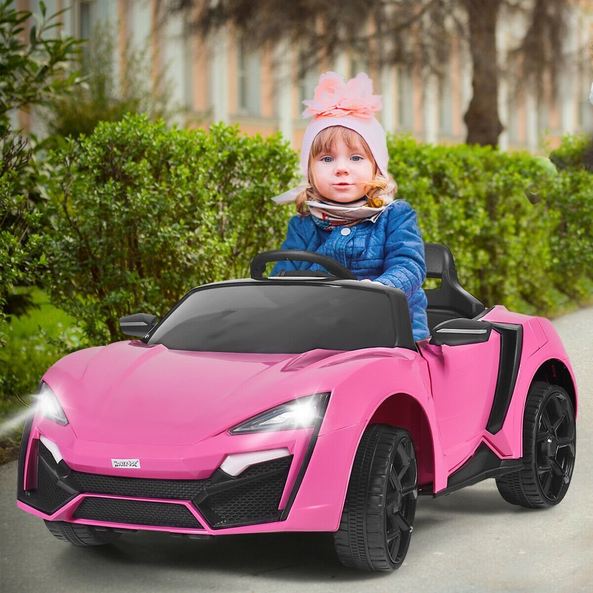 12V 2.4G RC Electric Vehicle with Lights, Pink Powered Ride On Toys   at Gallery Canada