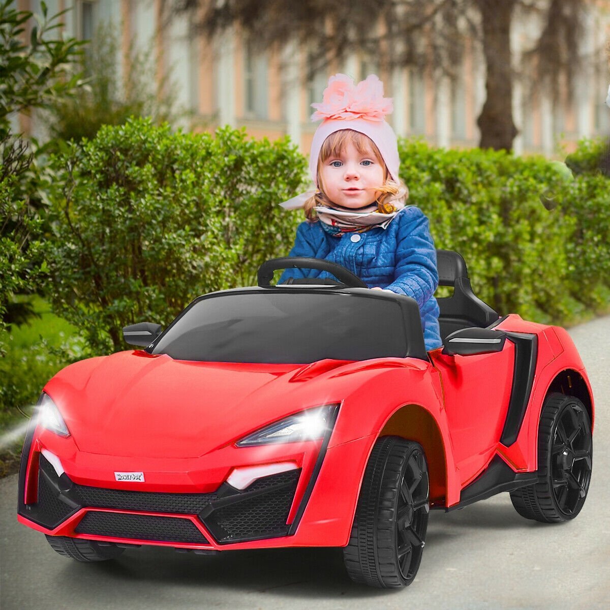 12V 2.4G RC Electric Vehicle with Lights, Red Powered Ride On Toys   at Gallery Canada