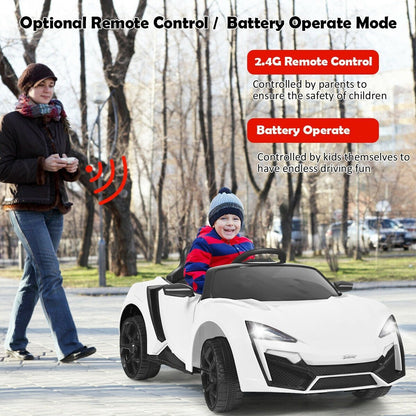 12V 2.4G RC Electric Vehicle with Lights, White Powered Ride On Toys   at Gallery Canada