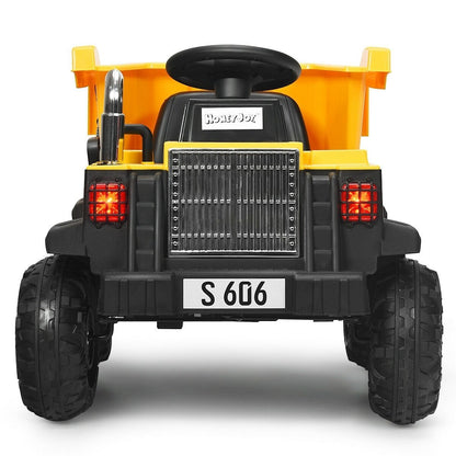 12V Battery Kids Ride On Dump Truck with Electric Bucket and Dump Bed, Yellow Powered Ride On Toys   at Gallery Canada