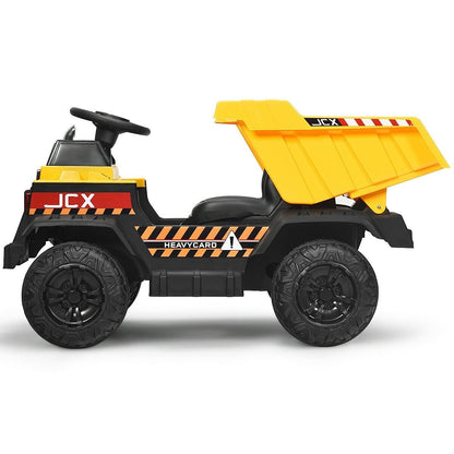 12V Battery Kids Ride On Dump Truck with Electric Bucket and Dump Bed, Yellow Powered Ride On Toys   at Gallery Canada