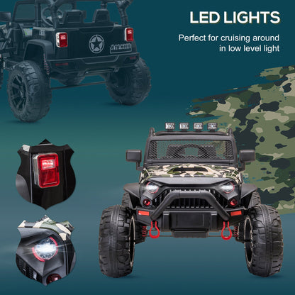 12V Battery-powered Kids Jeep Ride On Police Car 2-Seater with Parental Remote Camouflage - Gallery Canada