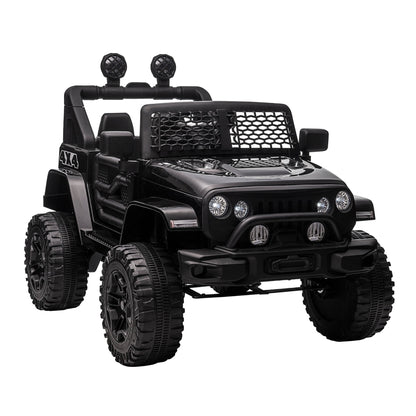 12V Battery Powered Kids Ride On Car Off Road Truck Toy w/ Parent Remote, Black Electric Toy Cars Black  at Gallery Canada