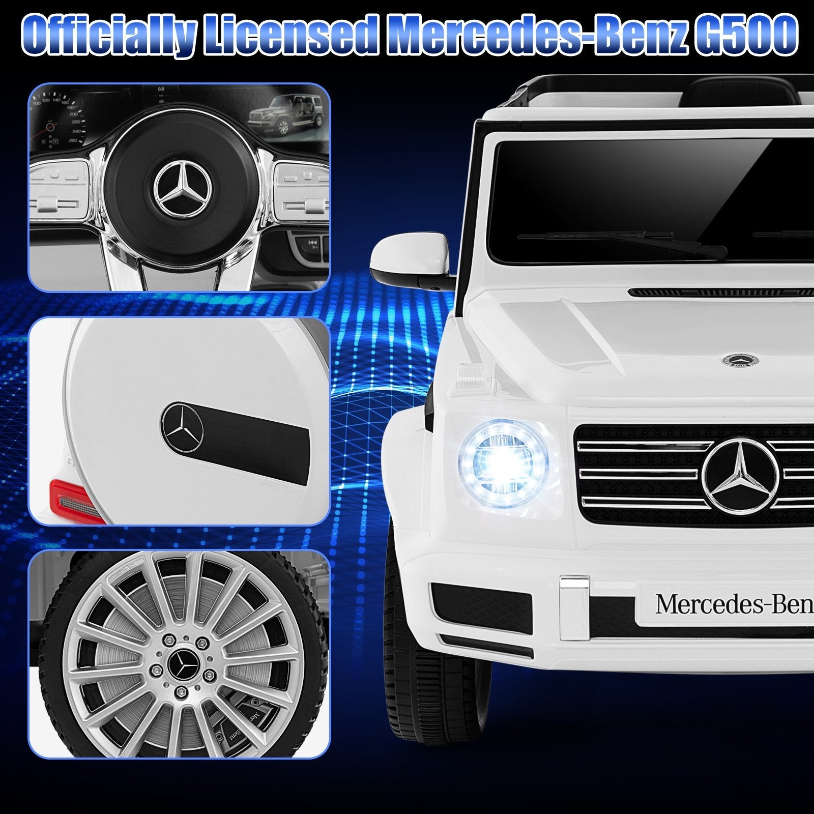 12V Battery Powered Licensed Mercedes-Benz G500 Kids Ride-on Car, White Powered Ride On Toys   at Gallery Canada