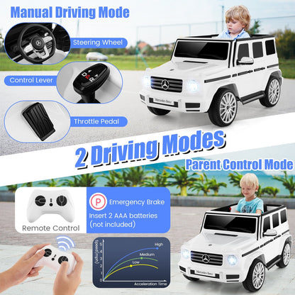 12V Battery Powered Licensed Mercedes-Benz G500 Kids Ride-on Car, White Powered Ride On Toys   at Gallery Canada