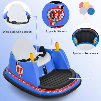 12V Electric Kids Ride On Bumper Car with Flashing Lights for Toddlers, Blue Powered Ride On Toys   at Gallery Canada