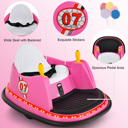 12V Electric Kids Ride On Bumper Car with Flashing Lights for Toddlers, Pink Powered Ride On Toys   at Gallery Canada