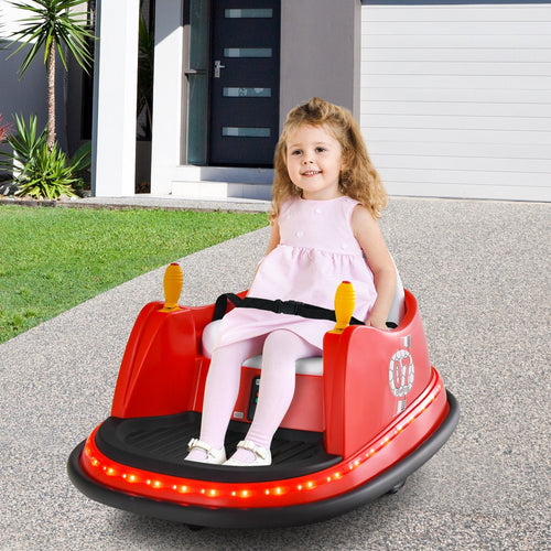 12V Electric Kids Ride On Bumper Car with Flashing Lights for Toddlers, Red