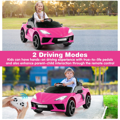 12V Electric Kids Ride On Car Licensed Chevrolet Corvette C8 with Remote Control Ages 3+ Years Old, Pink Powered Ride On Toys   at Gallery Canada