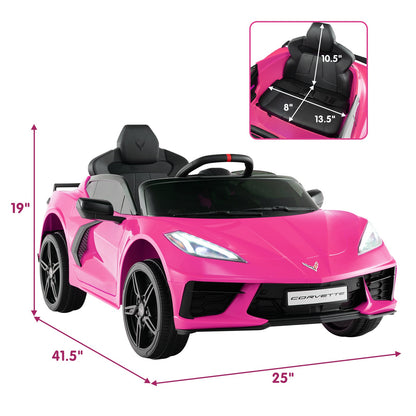 12V Electric Kids Ride On Car Licensed Chevrolet Corvette C8 with Remote Control Ages 3+ Years Old, Pink Powered Ride On Toys   at Gallery Canada