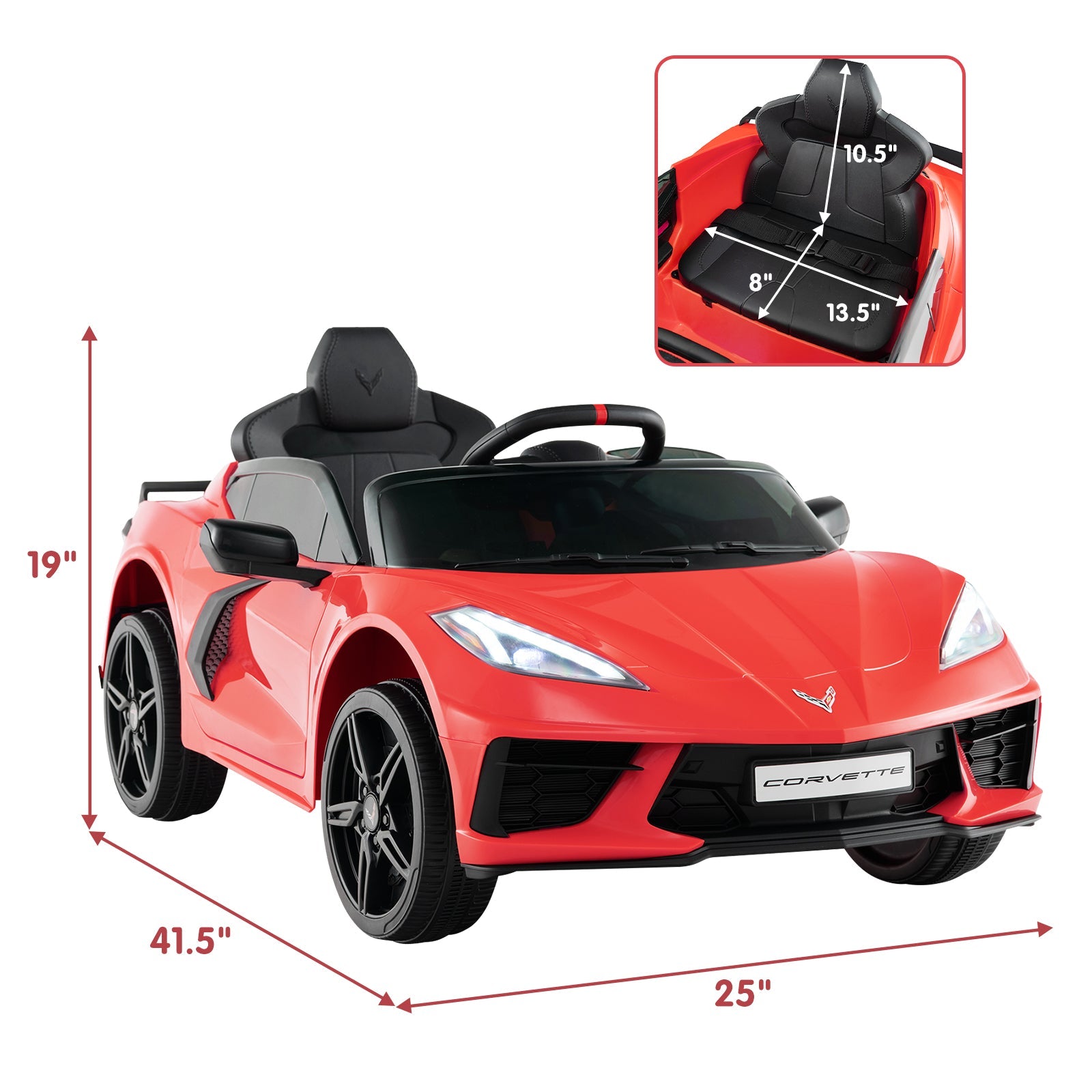 12V Electric Kids Ride On Car Licensed Chevrolet Corvette C8 with Remote Control Ages 3+ Years Old, Red Powered Ride On Toys   at Gallery Canada