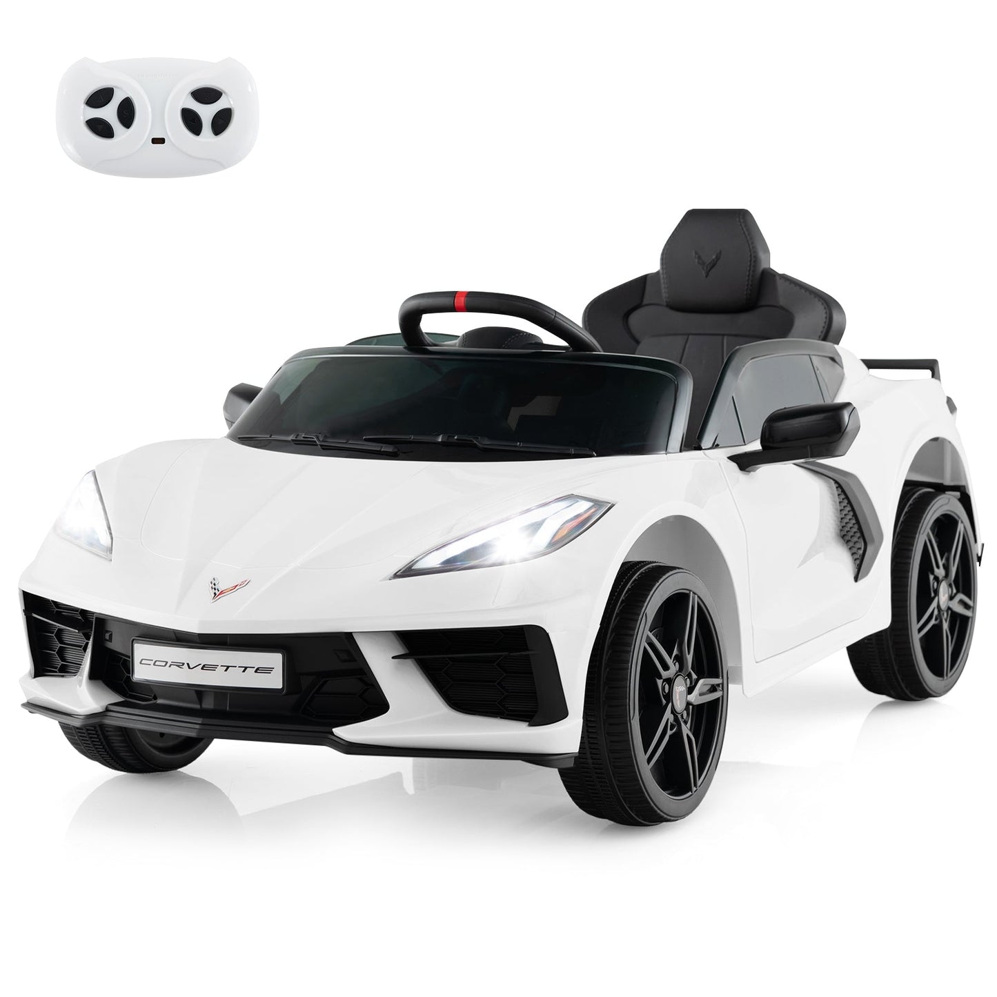 12V Electric Kids Ride On Car Licensed Chevrolet Corvette C8 with Remote Control Ages 3+ Years Old, White Powered Ride On Toys   at Gallery Canada