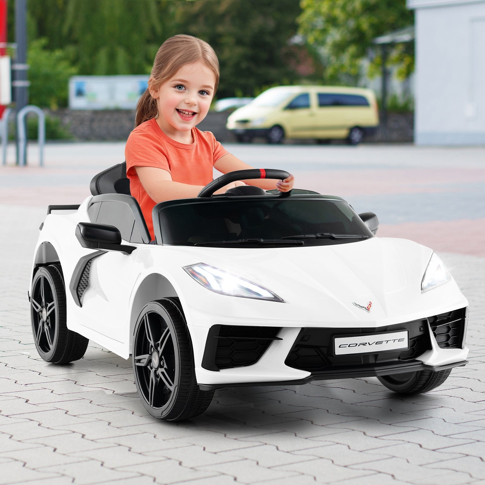 12V Electric Kids Ride On Car Licensed Chevrolet Corvette C8 with Remote Control Ages 3+ Years Old, White Powered Ride On Toys   at Gallery Canada