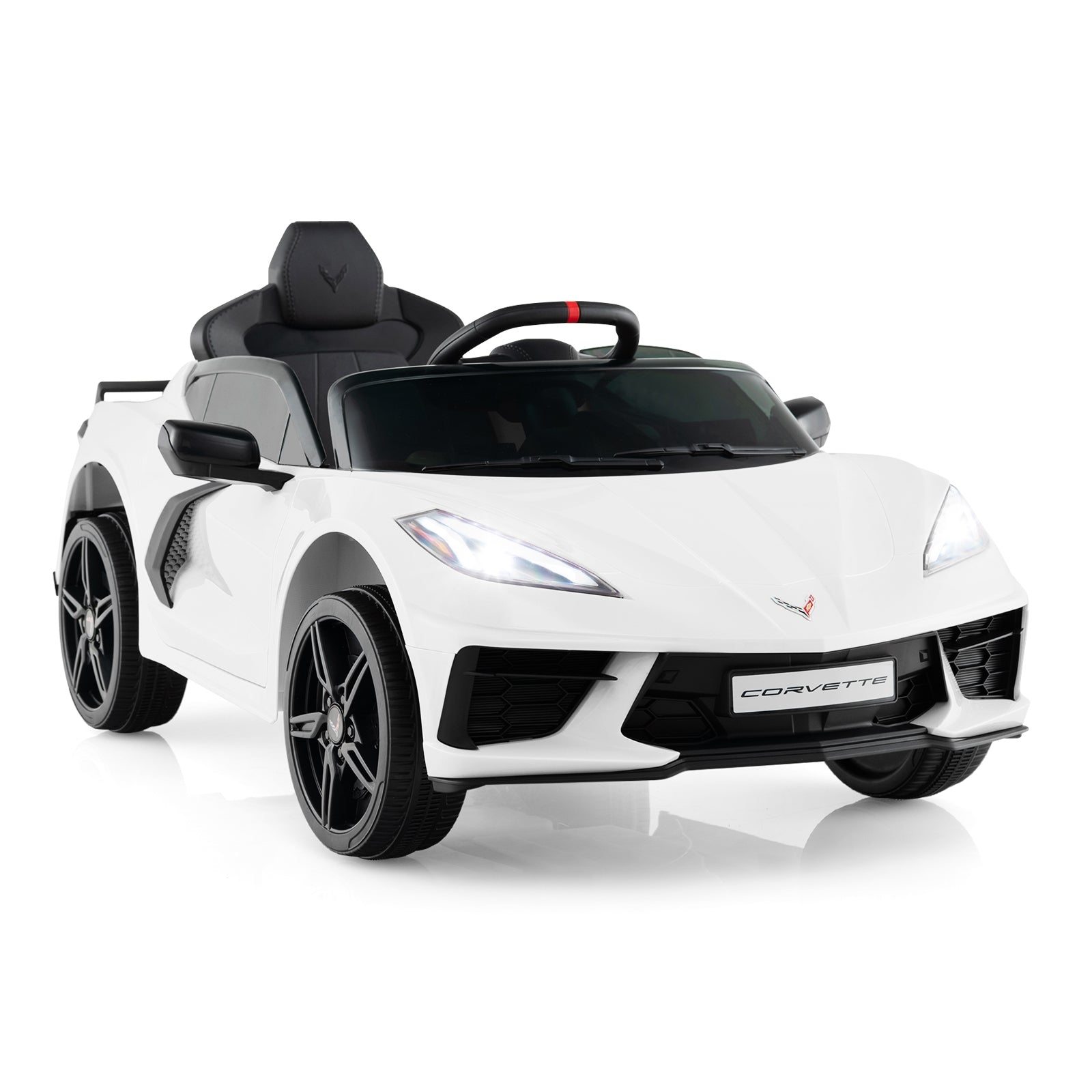 12V Electric Kids Ride On Car Licensed Chevrolet Corvette C8 with Remote Control Ages 3+ Years Old, White Powered Ride On Toys White  at Gallery Canada