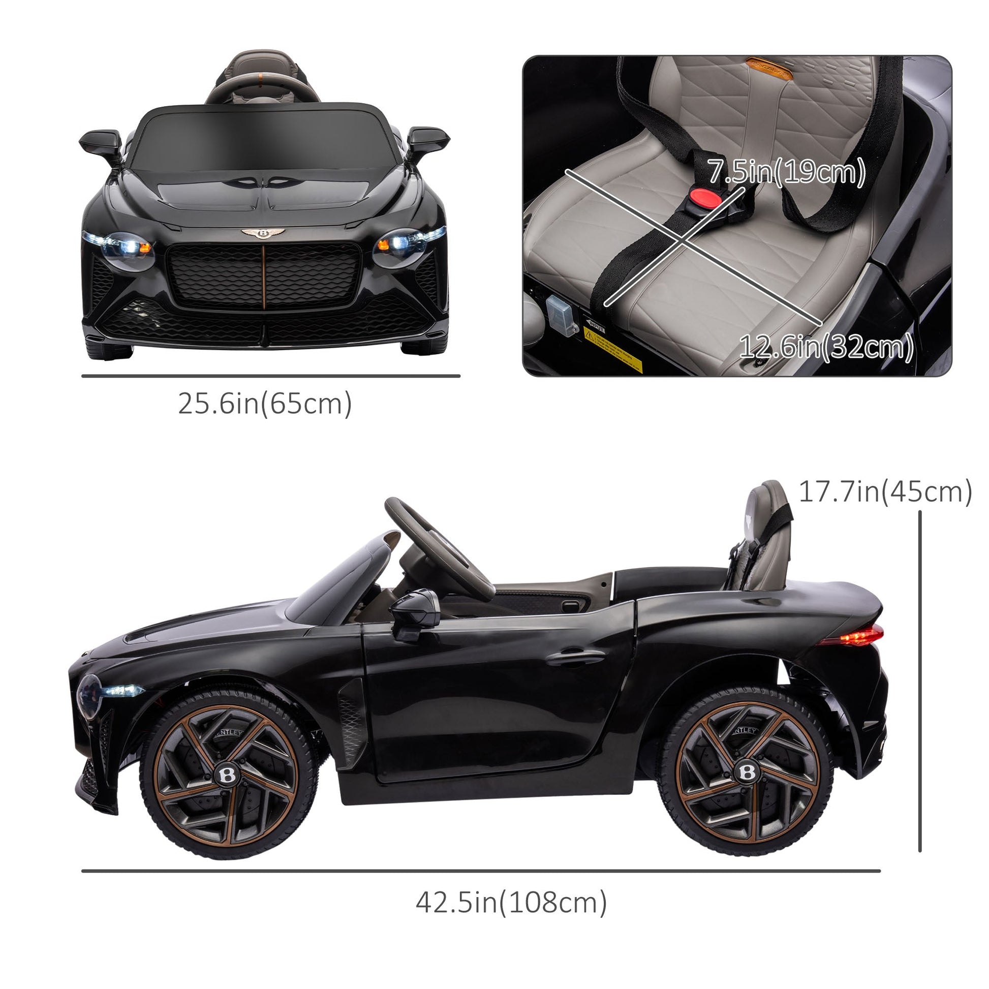 12V Electric Ride on Car with Butterfly Doors, 3.1 MPH Kids Ride-on Toy for Boys and Girls with Remote Control, Suspension System, Horn Honking, Black Electric Toy Cars   at Gallery Canada