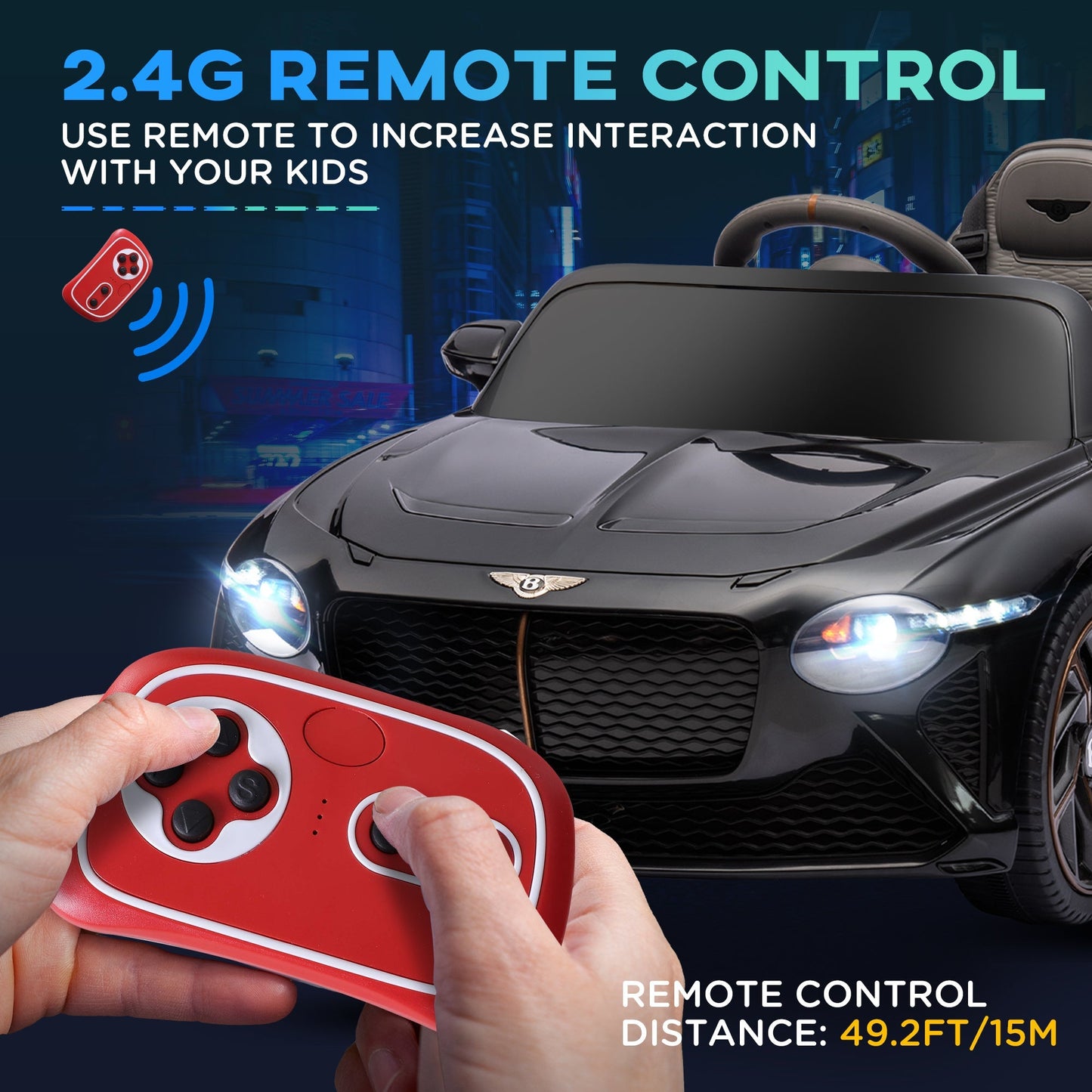 12V Electric Ride on Car with Butterfly Doors, 3.1 MPH Kids Ride-on Toy for Boys and Girls with Remote Control, Suspension System, Horn Honking, Black Electric Toy Cars   at Gallery Canada