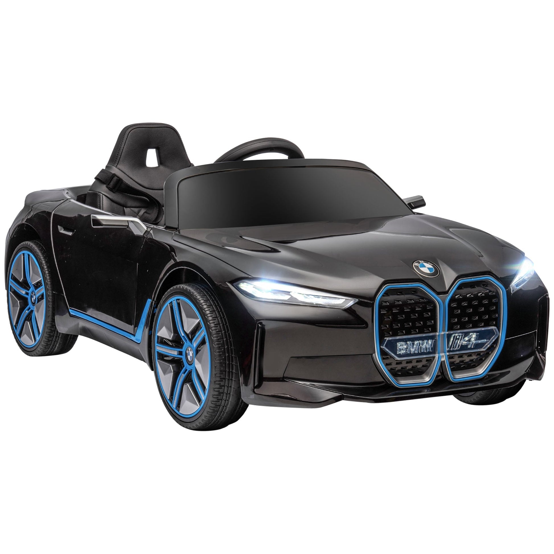 12V Kids Ride-On Car with Remote, Music, Lights, Suspension, Black Electric Toy Cars Multi Colour  at Gallery Canada