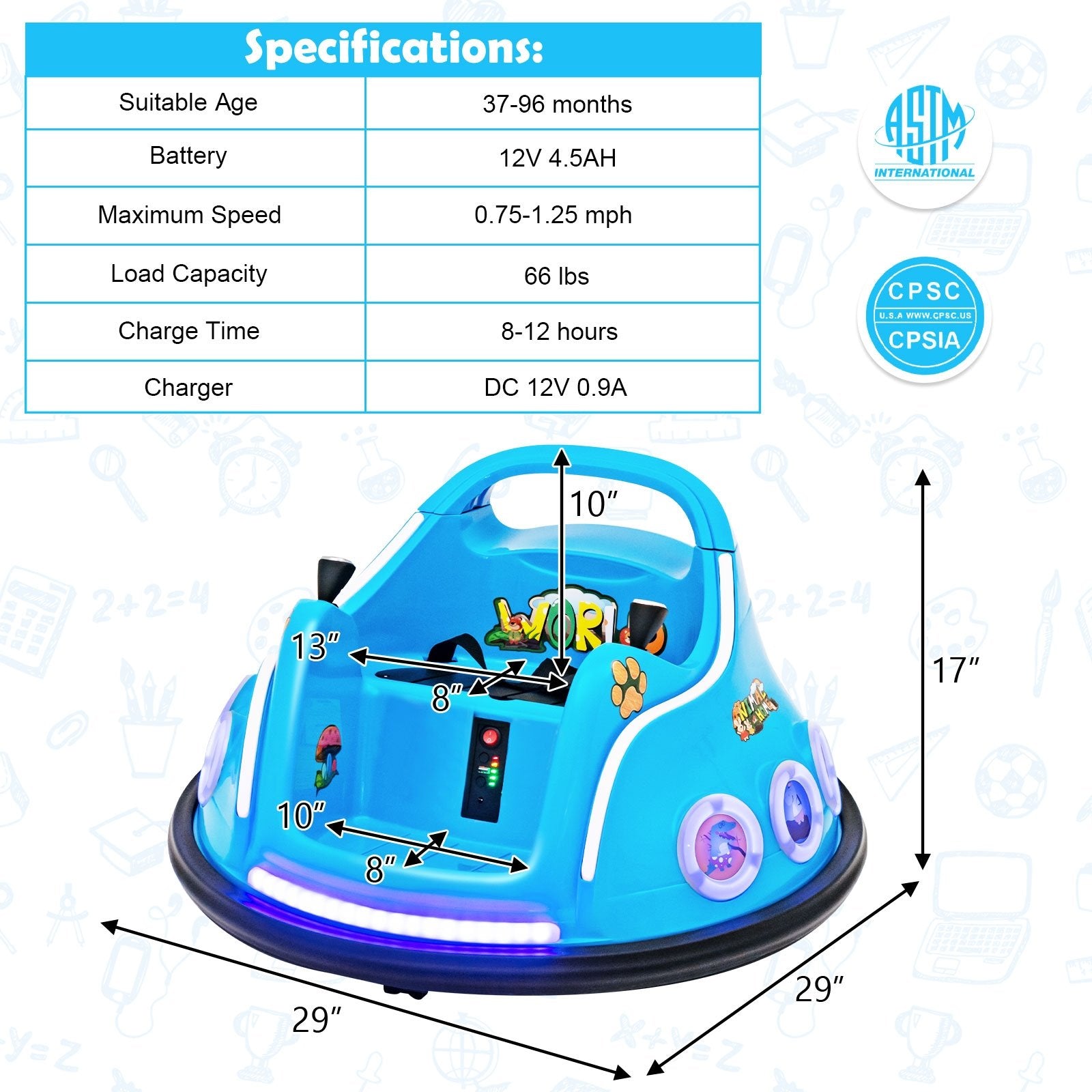 12V Electric Ride On Car with Remote Control and Flashing LED Lights, Navy Powered Ride On Toys   at Gallery Canada