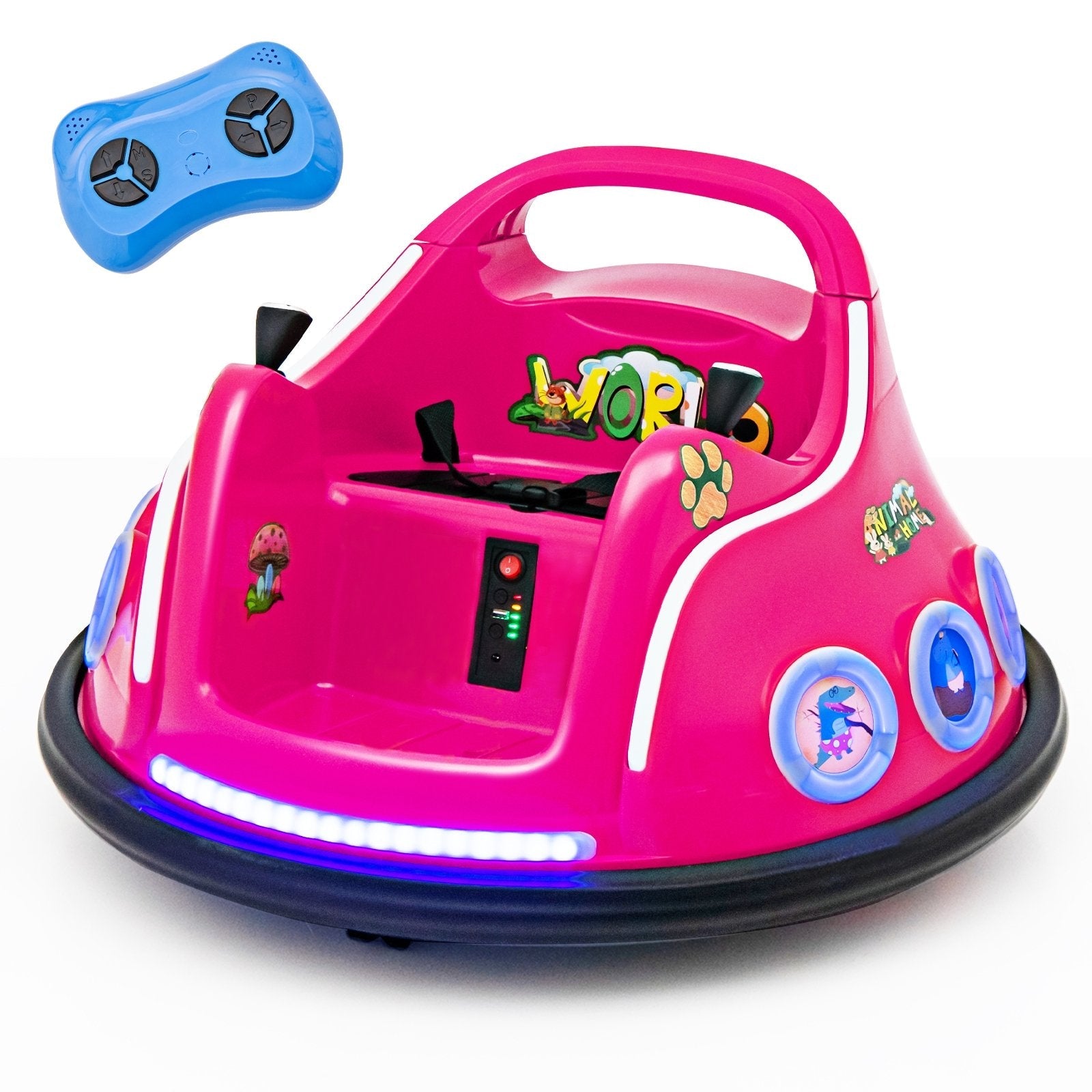 12V Electric Ride On Car with Remote Control and Flashing LED Lights, Pink Powered Ride On Toys   at Gallery Canada