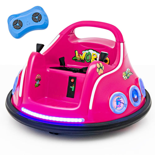 12V Electric Ride On Car with Remote Control and Flashing LED Lights, Pink