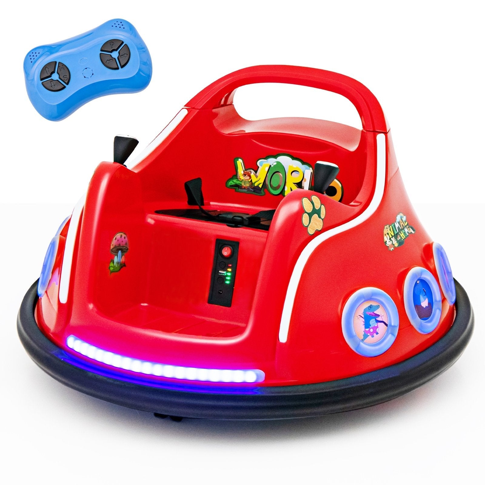 12V Electric Ride On Car with Remote Control and Flashing LED Lights, Red Powered Ride On Toys   at Gallery Canada