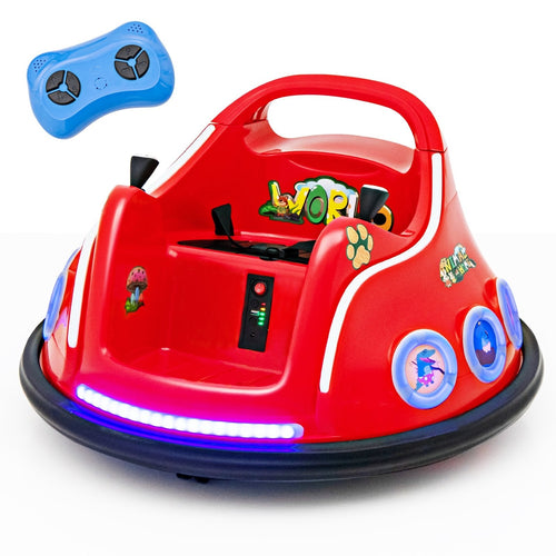 12V Electric Ride On Car with Remote Control and Flashing LED Lights, Red