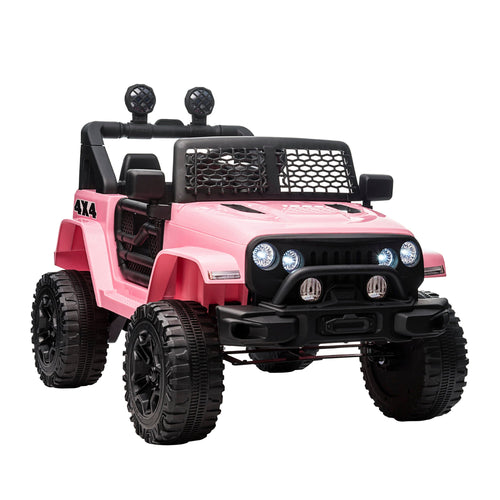 12V Electric Truck Off Road Electric Pickup with Remote Control, Adjustable Speed, Ride on Car for Kids, Pink