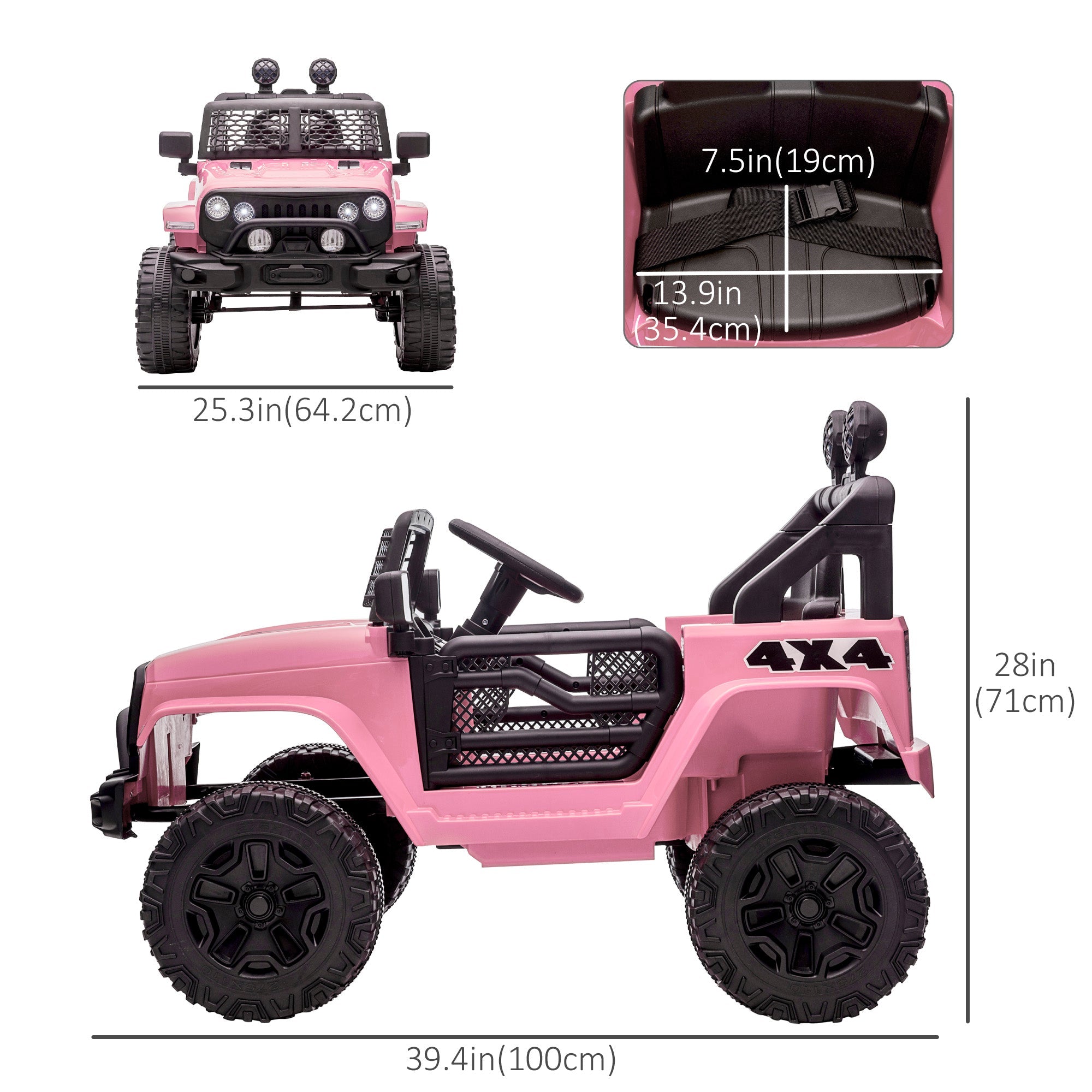 12V Electric Truck Off Road Electric Pickup with Remote Control, Adjustable Speed, Ride on Car for Kids, Pink Electric Toy Cars   at Gallery Canada