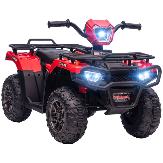 12V Kids ATV Quad, 4 Wheeler Battery Powered Electric Vehicle with Music MP3, Headlights, High Low Speed, Treaded Tires, for Boys and Girls Ages 37-60 Months, Red - Gallery Canada