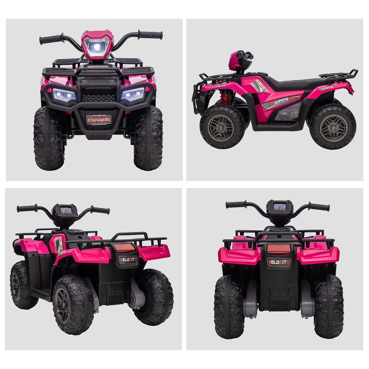 12V Kids ATV Quad with MP3, Headlights, High/Low Speed, Treaded Tires, Pink Electric Toy Cars   at Gallery Canada