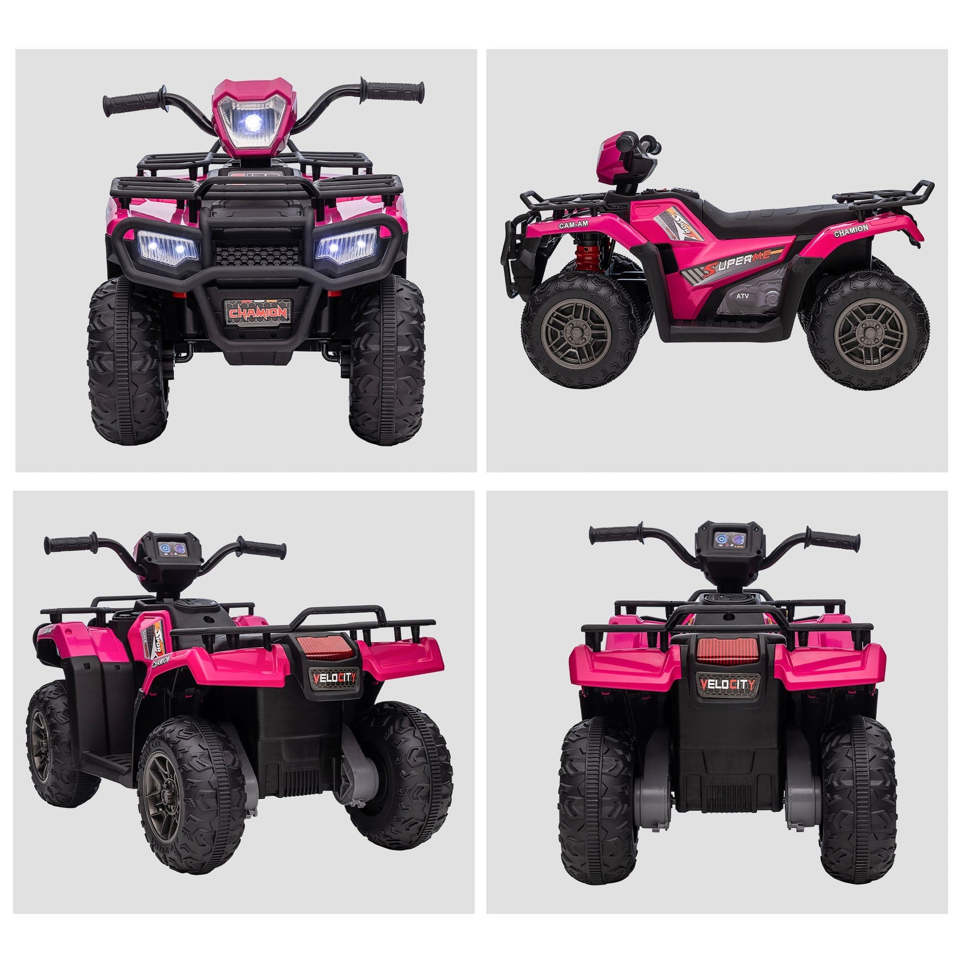 12V Kids ATV Quad with MP3, Headlights, High/Low Speed, Treaded Tires, Pink Electric Toy Cars   at Gallery Canada