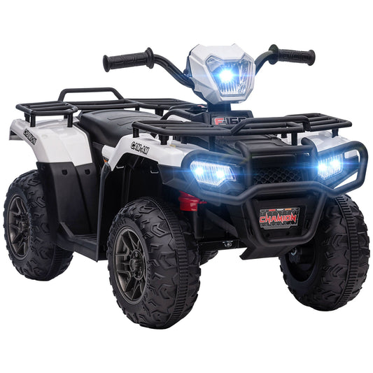 12V Kids ATV Quad with MP3, Headlights, High/Low Speed, Treaded Tires, White Electric Toy Cars Multi Colour  at Gallery Canada