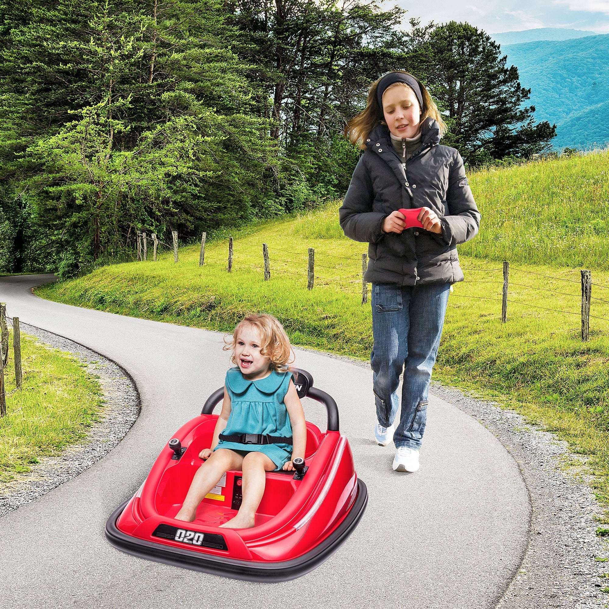 12V Electric Kids Bumper Car with Remote, 360° Rotation, LED Lights, Red Electric Toy Cars   at Gallery Canada